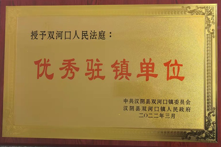 双河口人民法庭获得优秀驻镇单位表彰