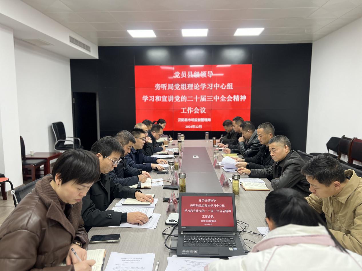 沈汉文旁听汉阴县市场监督管理局理论学习中心组学习宣传贯彻党的二十届三中全会精神研讨会