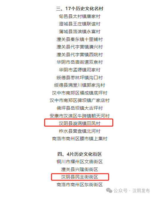 汉阴一街一村成功申报省级历史文化名村名街区